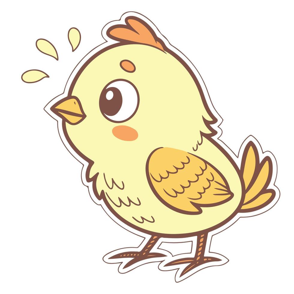 A sticker of a cute little chicken vector