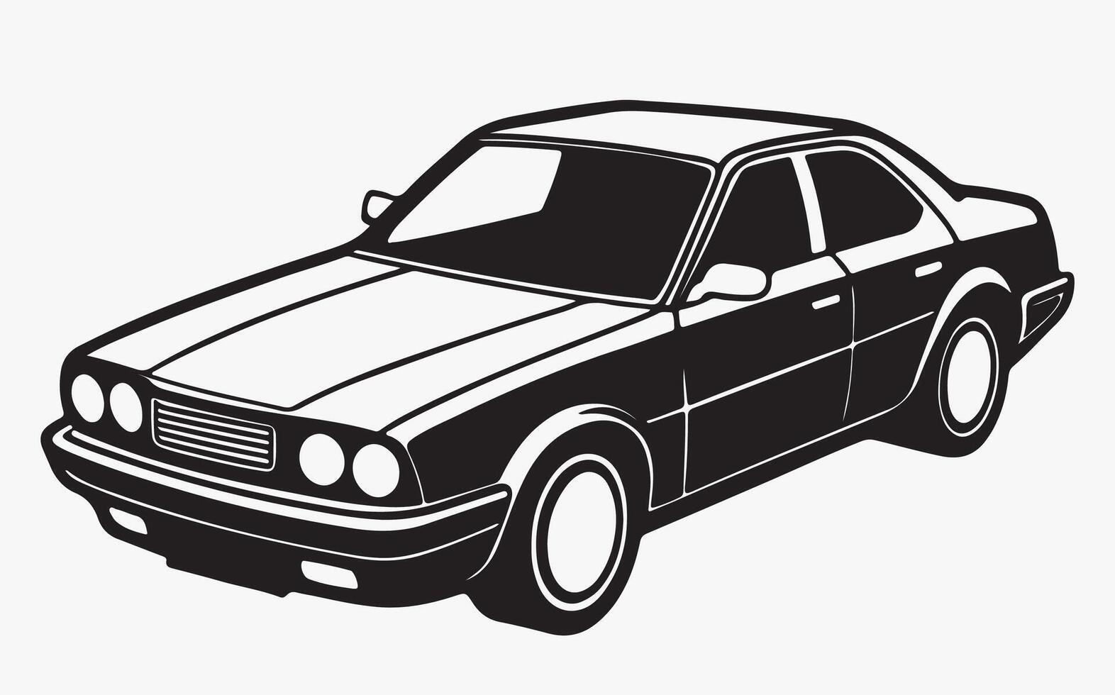 A black and white car on a white background vector