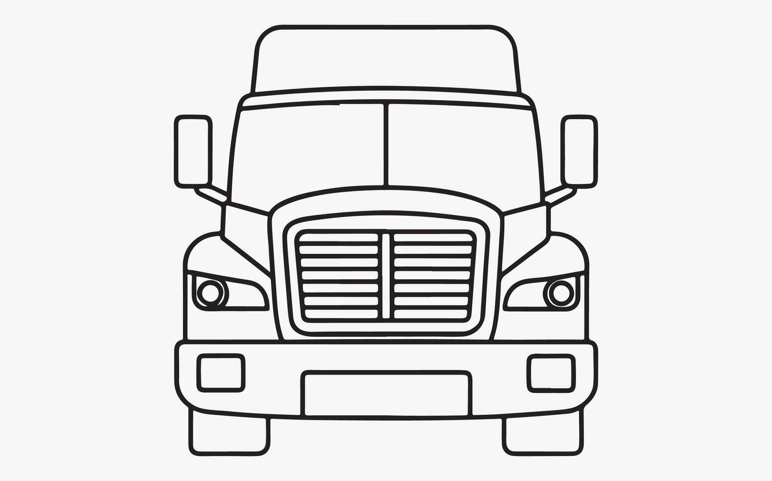 A line drawing of a semi truck vector