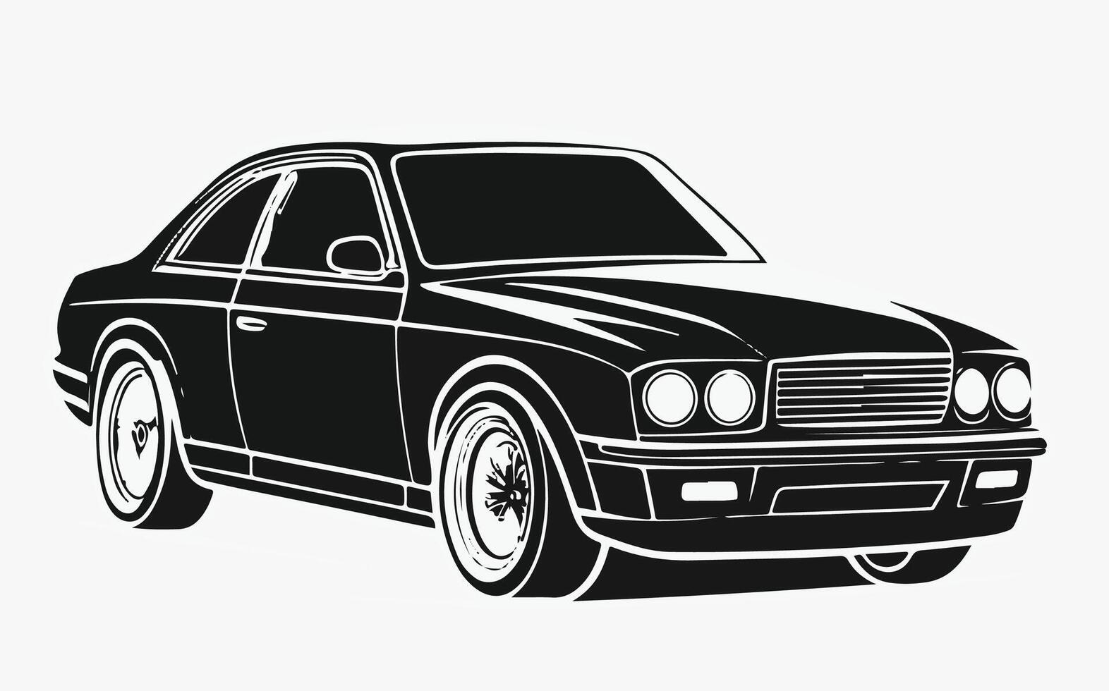 A black and white drawing of a car vector