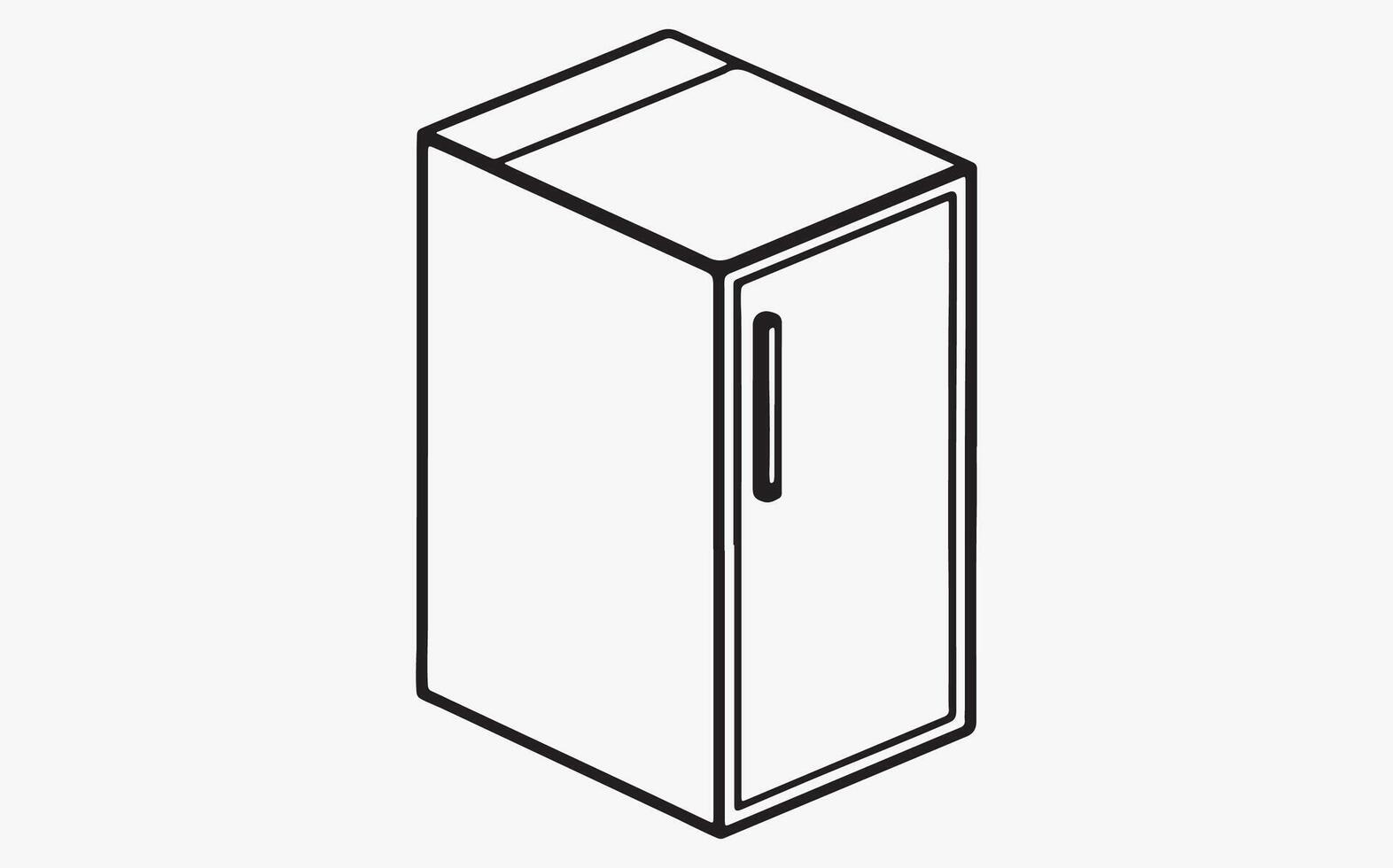 A black and white drawing of a refrigerator vector