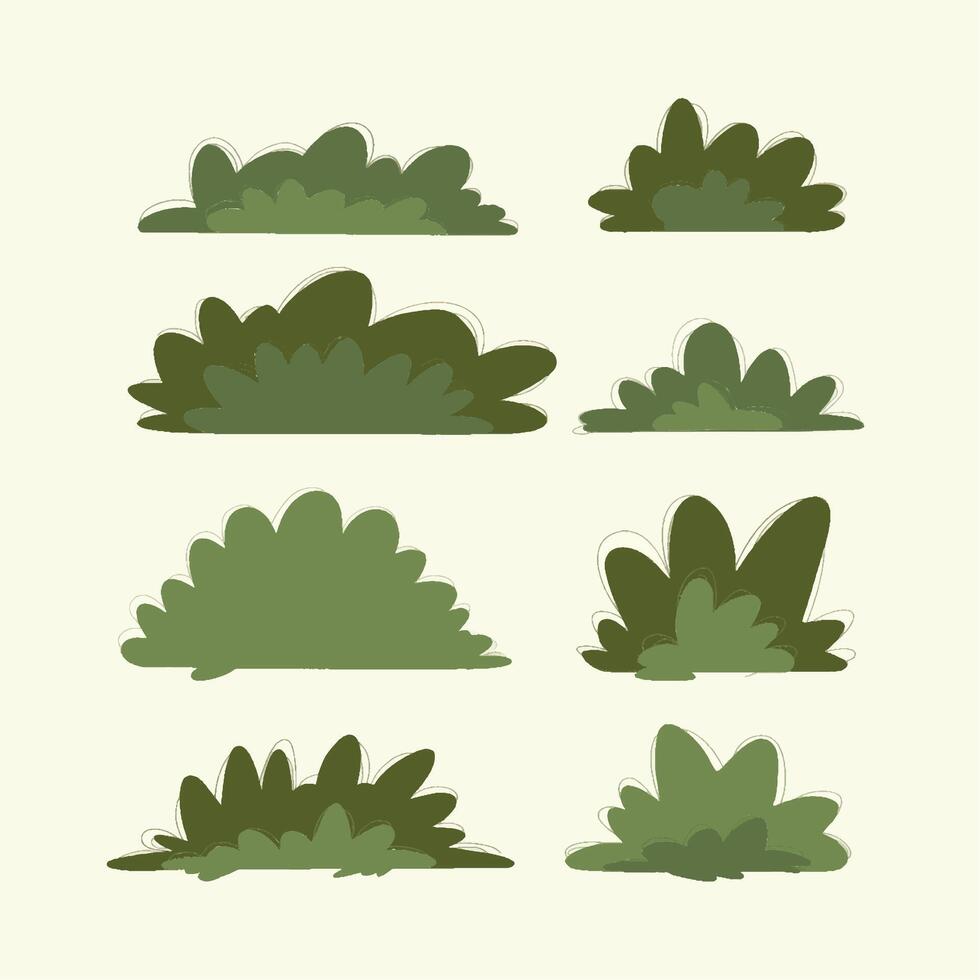 Set of cartoon bushes in flat style design vector