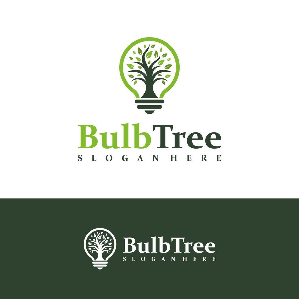 Bulb Tree logo design concept . Tree Bulb Logo Design Template. Creative Symbol. Icon vector