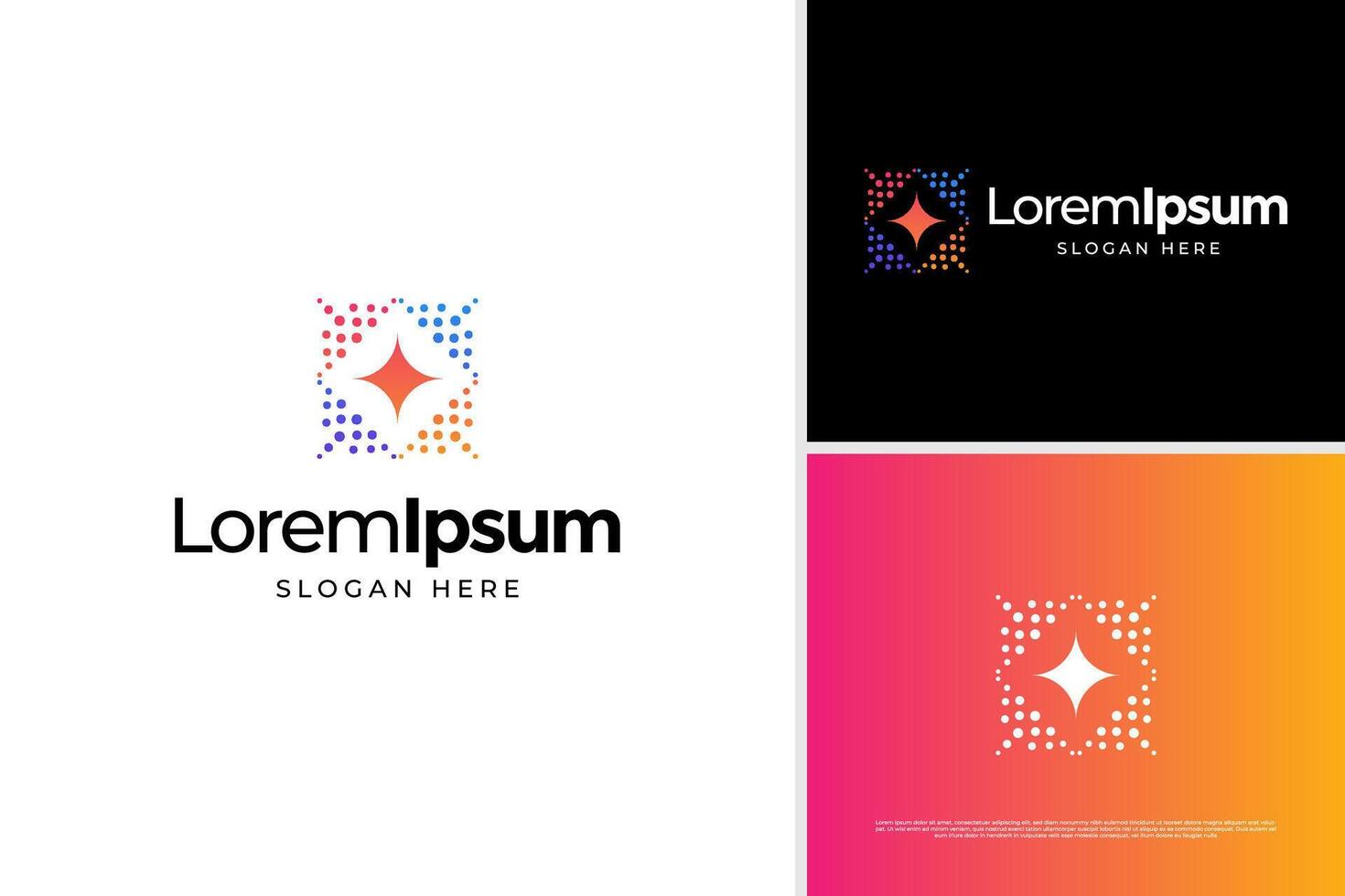 Pixel stars technology logo design template vector