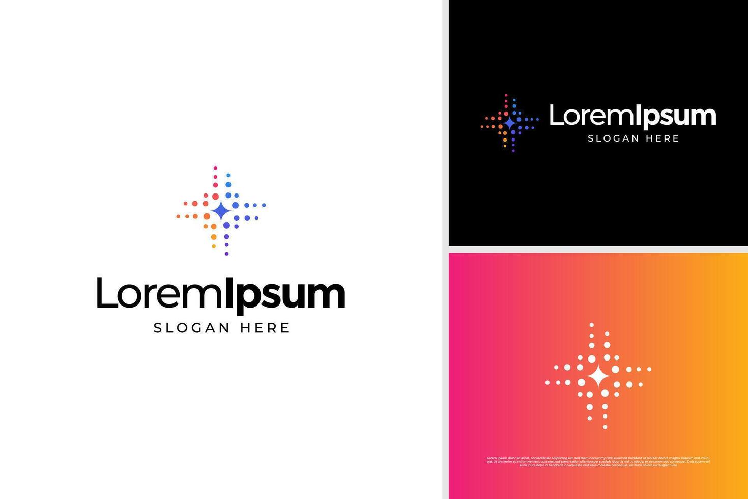 Pixel stars technology logo, sparkle of star logo design template vector
