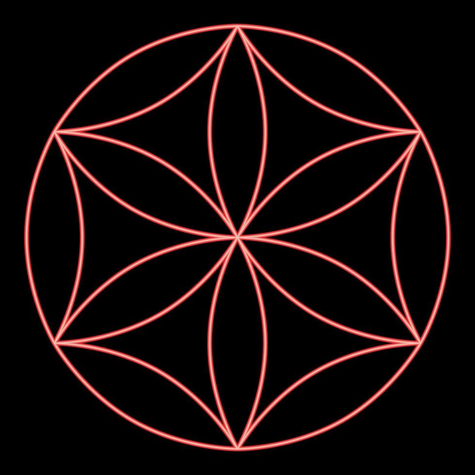 Neon flower of life red color style vector