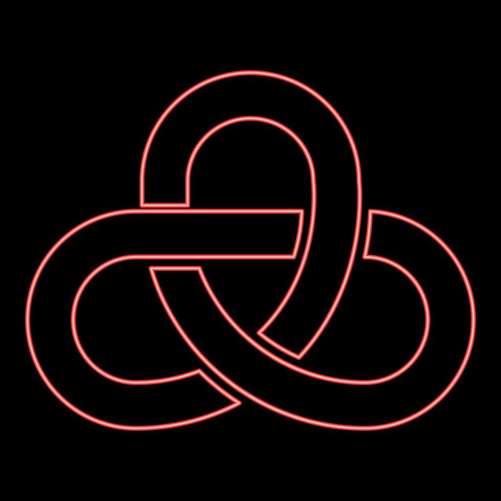 Neon gordian knot Sacred geometry symbol red color style vector