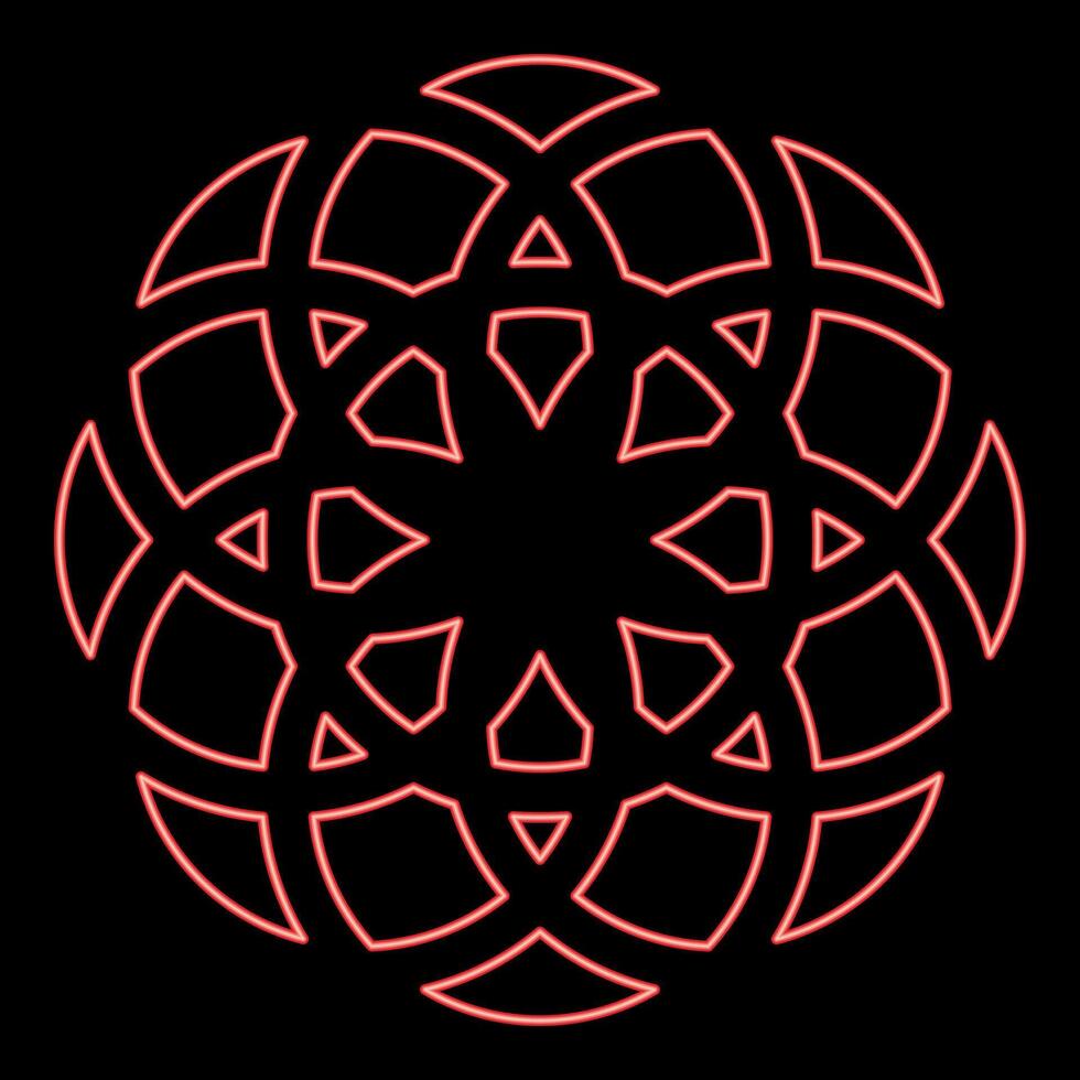 Neon flower of life red color vector