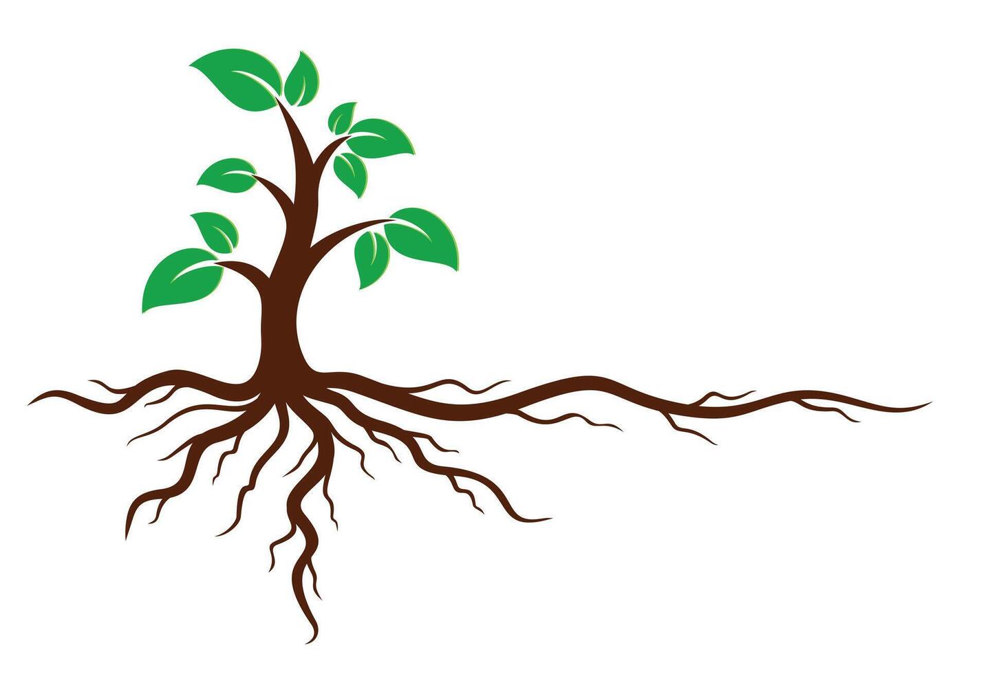 The Green tree logo with roots. vector