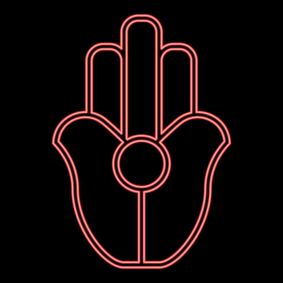 Neon symbol Natib Qadish Kappu palm Hamsa Levantian neo paganism neopaganism religious symbol Hand indian paganism red color vector