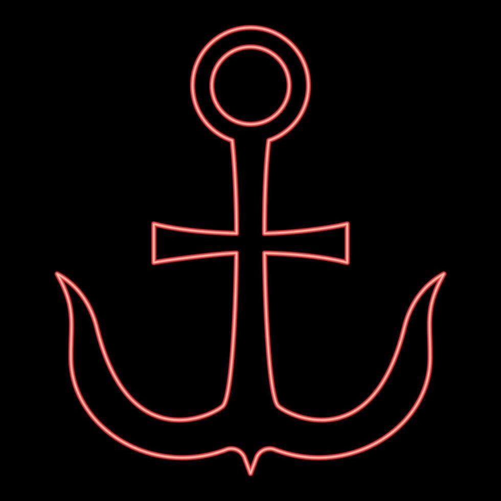 Neon cross anchor Crusher-Yagir red color style vector