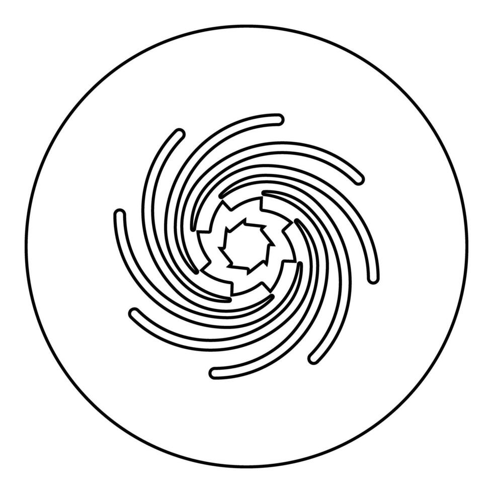 Gold spiral Sacred geometry symbol icon in circle round black color outline contour line vector