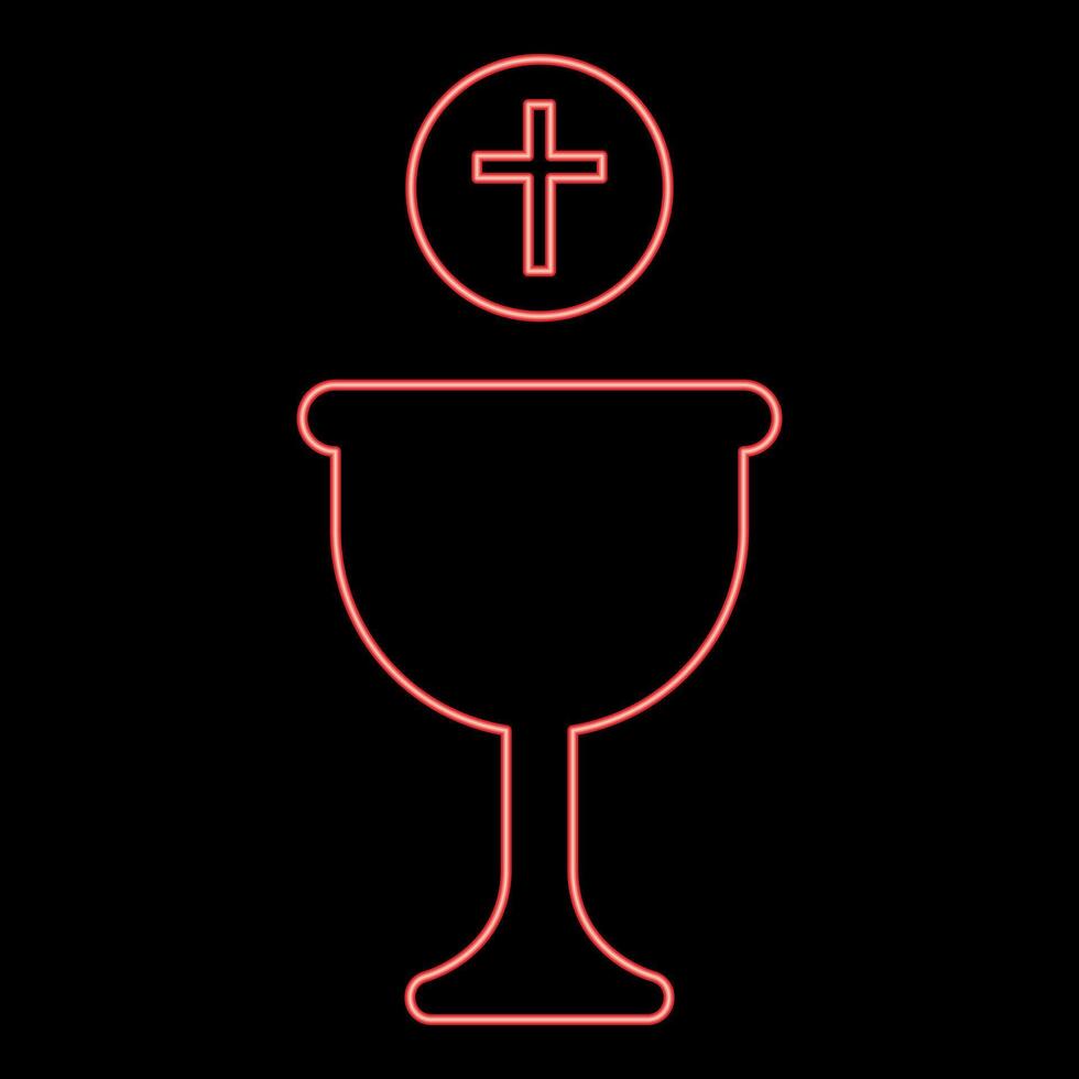 Neon corpus christi holy communion red color style vector