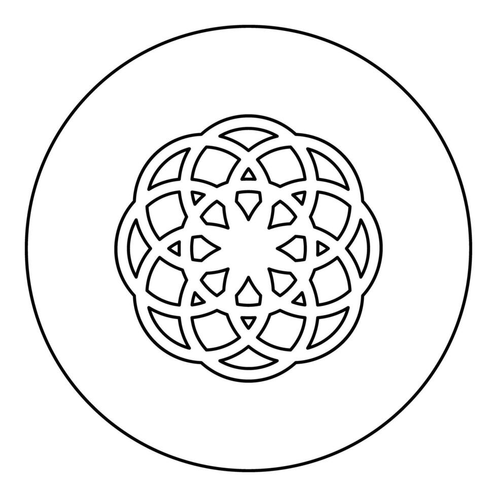 Flower of life Sacred geometry icon in circle round black outline vector