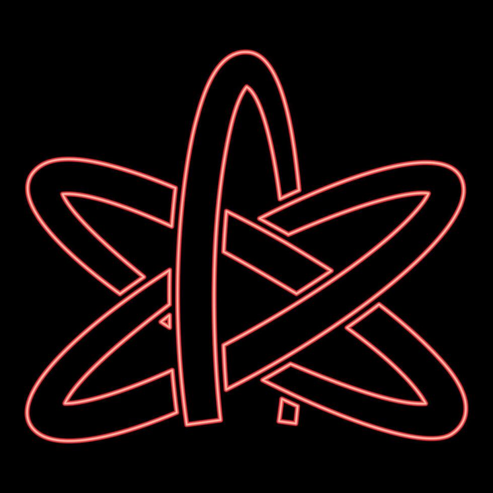 Neon atheism symbol sign red color style vector