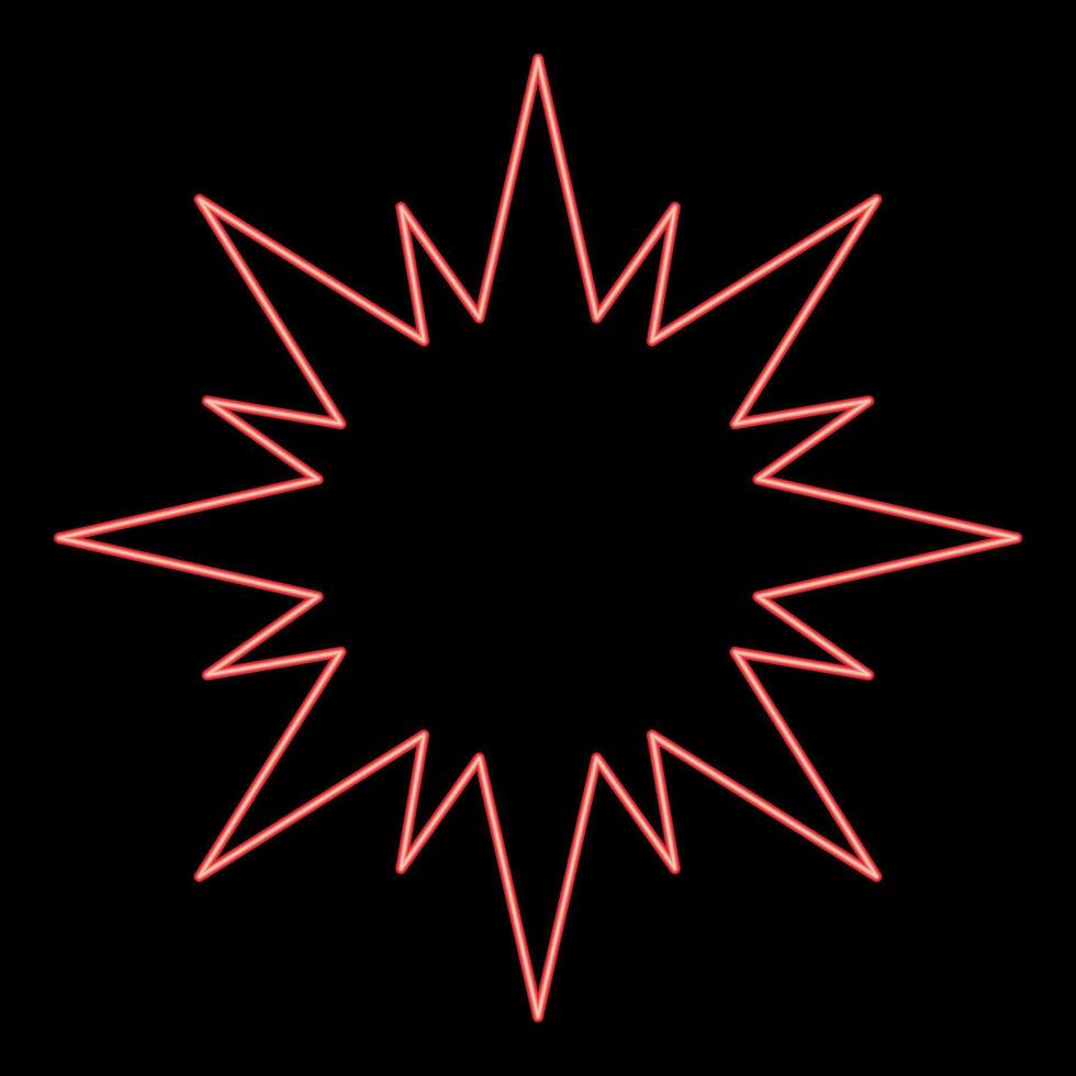 Neon star Bethlehem Christmas red color style vector