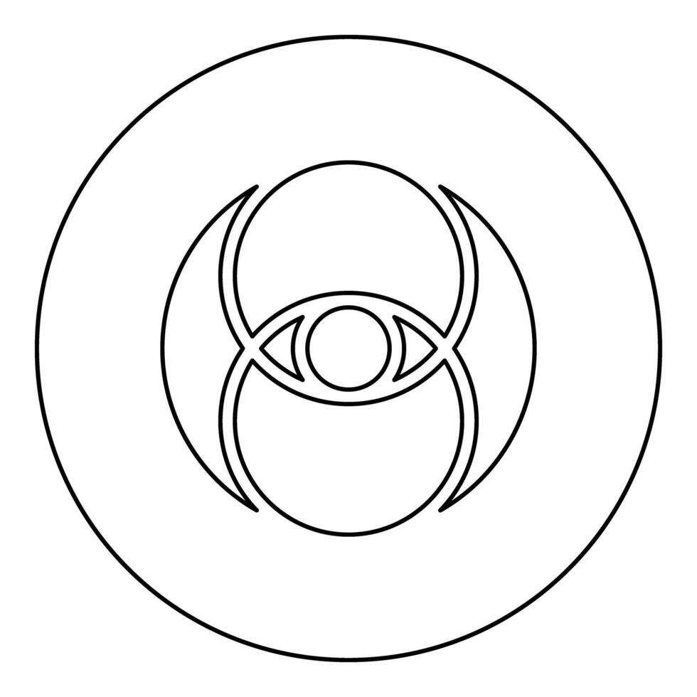 Vesica piscis eye gold sacred geometry symbol icon in circle round black color outline contour line thin vector