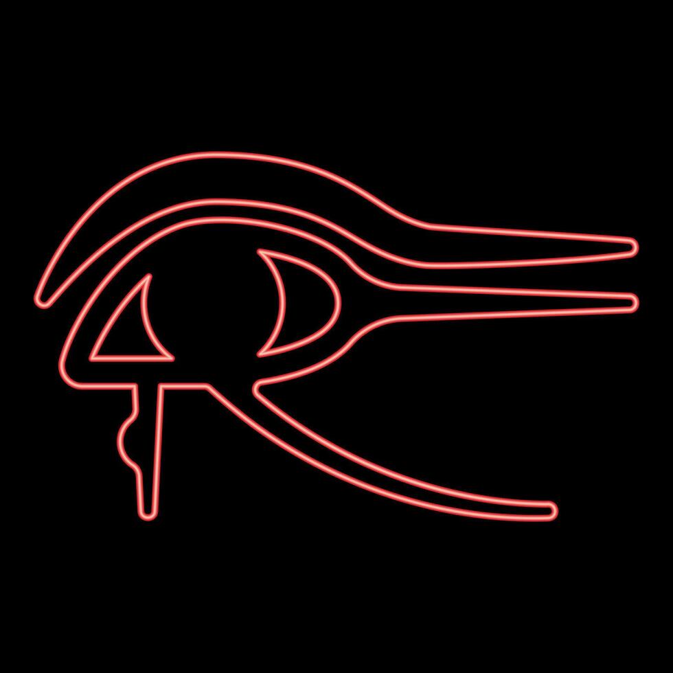 Neon eye god Horus Egyptian symbol mystical protective amulet of Pharaohs paganism Uadzhat sign Uadzhet red color style vector