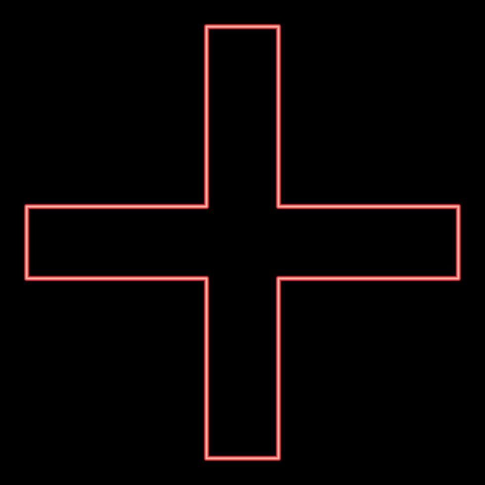 Neon greek Cross Crux quadrata christian crosses red color style vector