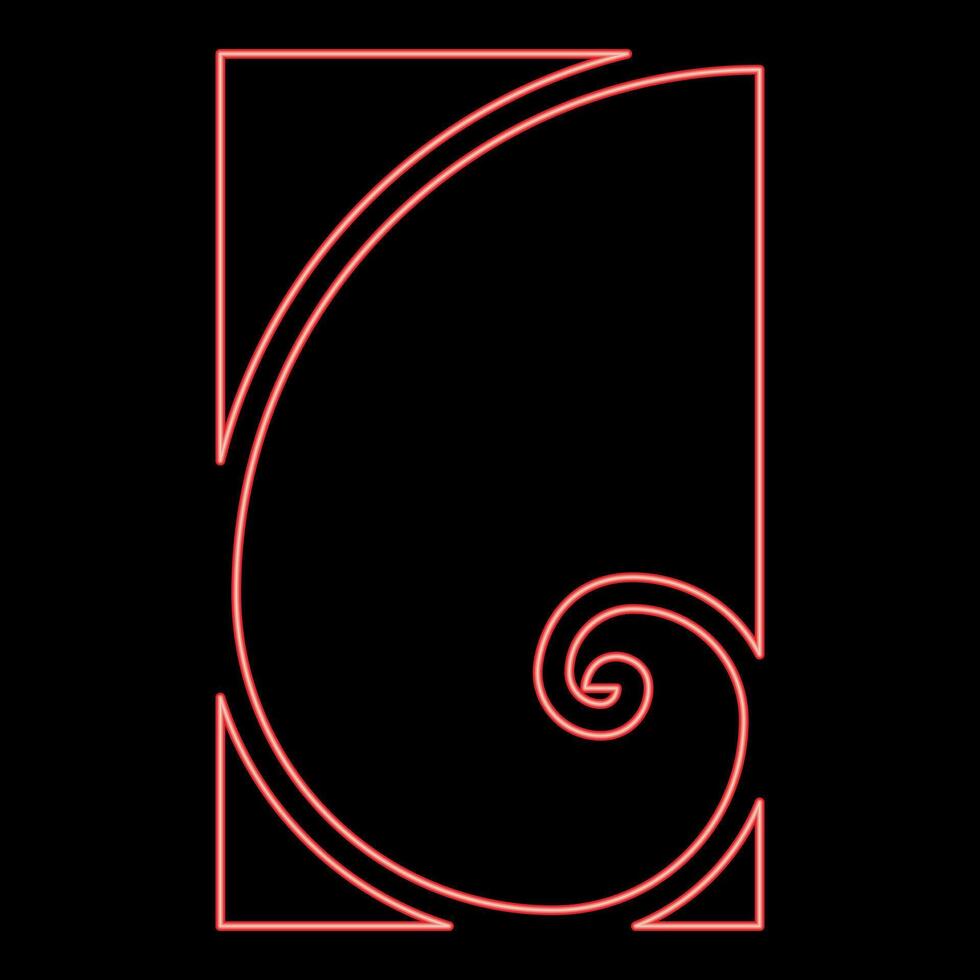 Neon golden ratio section Sacred geometry symbol ration proportions red color vector