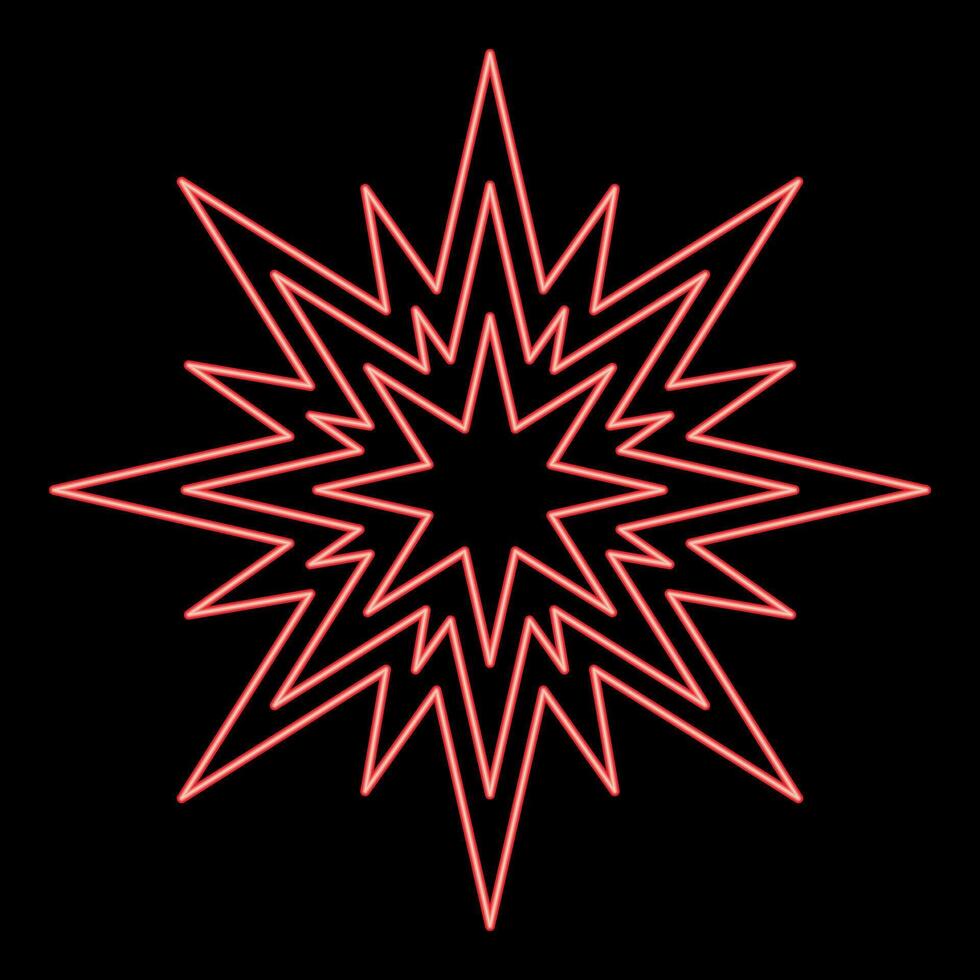 Neon star Bethlehem Christmas red color vector