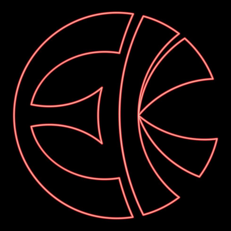 Neon symbol Eckankar religion EK red color style vector