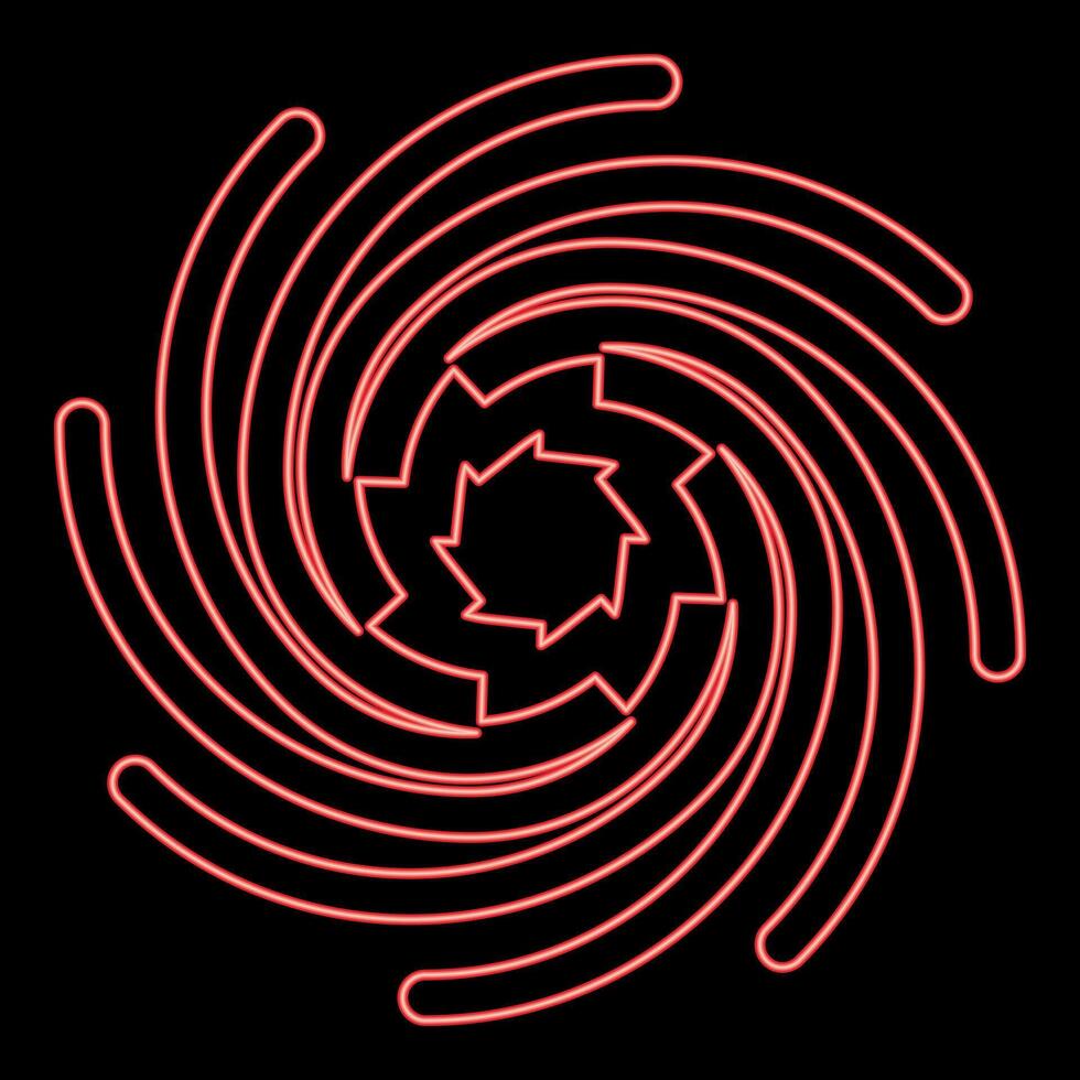 Neon gold spiral Sacred geometry symbol red color style vector