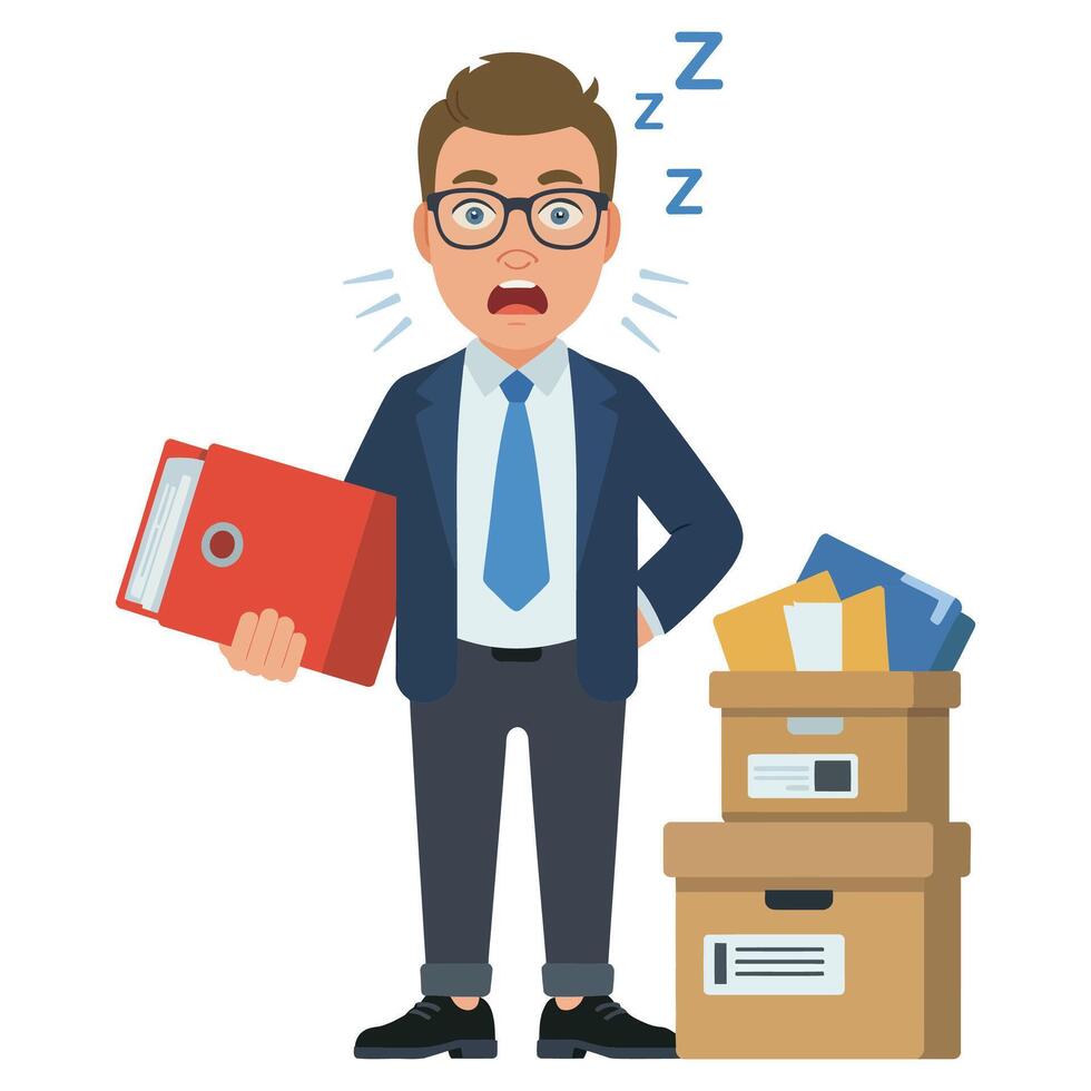 A man in glasses and a suit is holding a folder vector