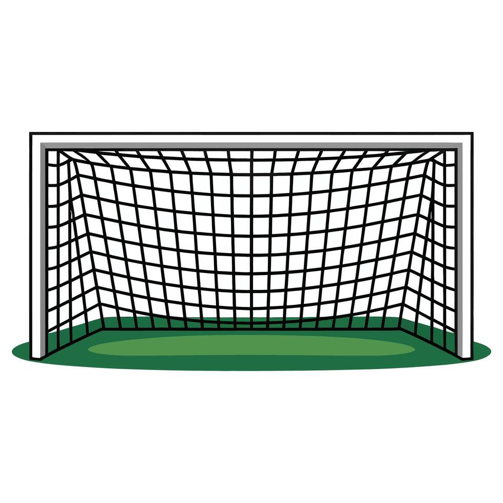 A soccer goal with a net on a white background vector