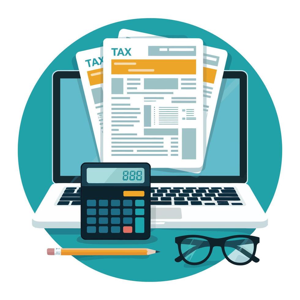 Tax Preparation Concept with Clean Flat Graphics. vector