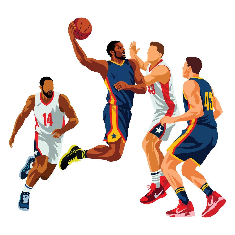 Basketball players in action illustration vector