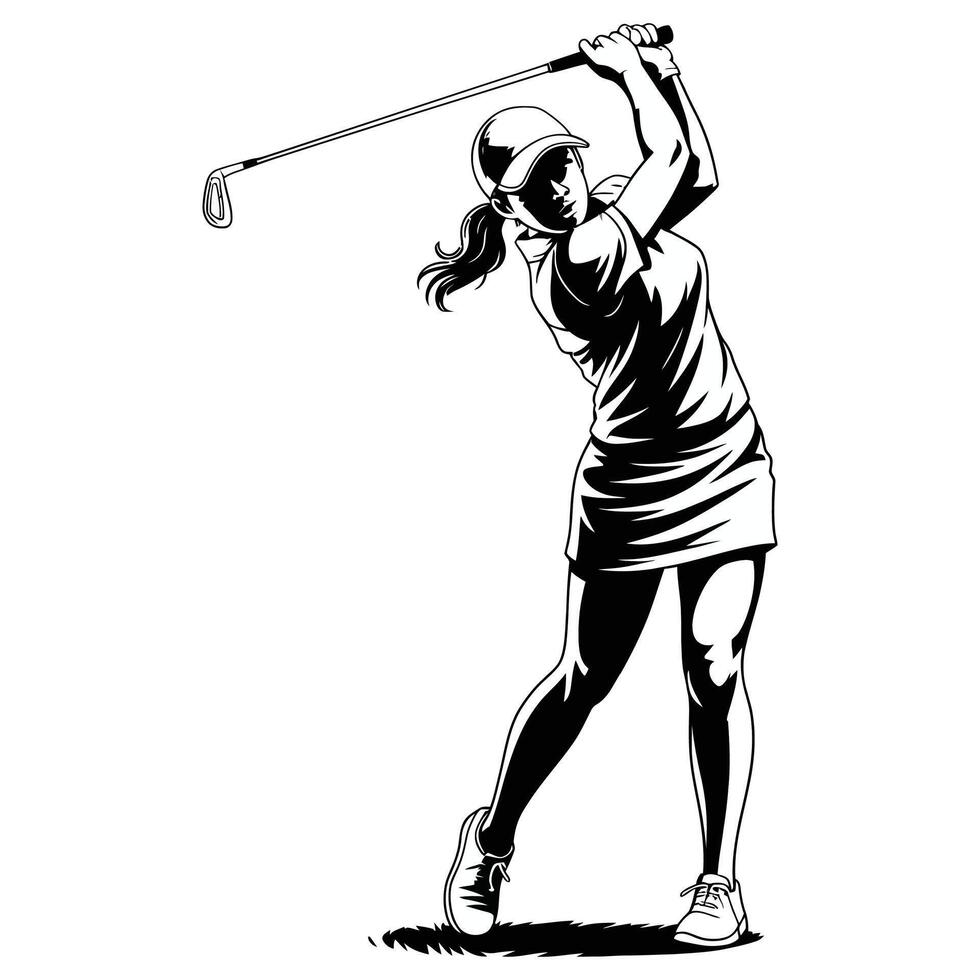 Golf player woman illustration vector