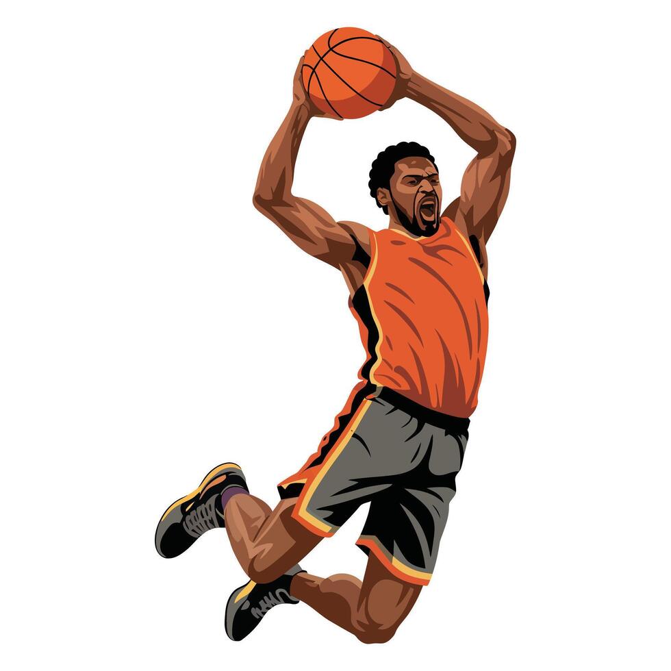 Energetic Slam Dunk Artwork with Minimalist Details. vector