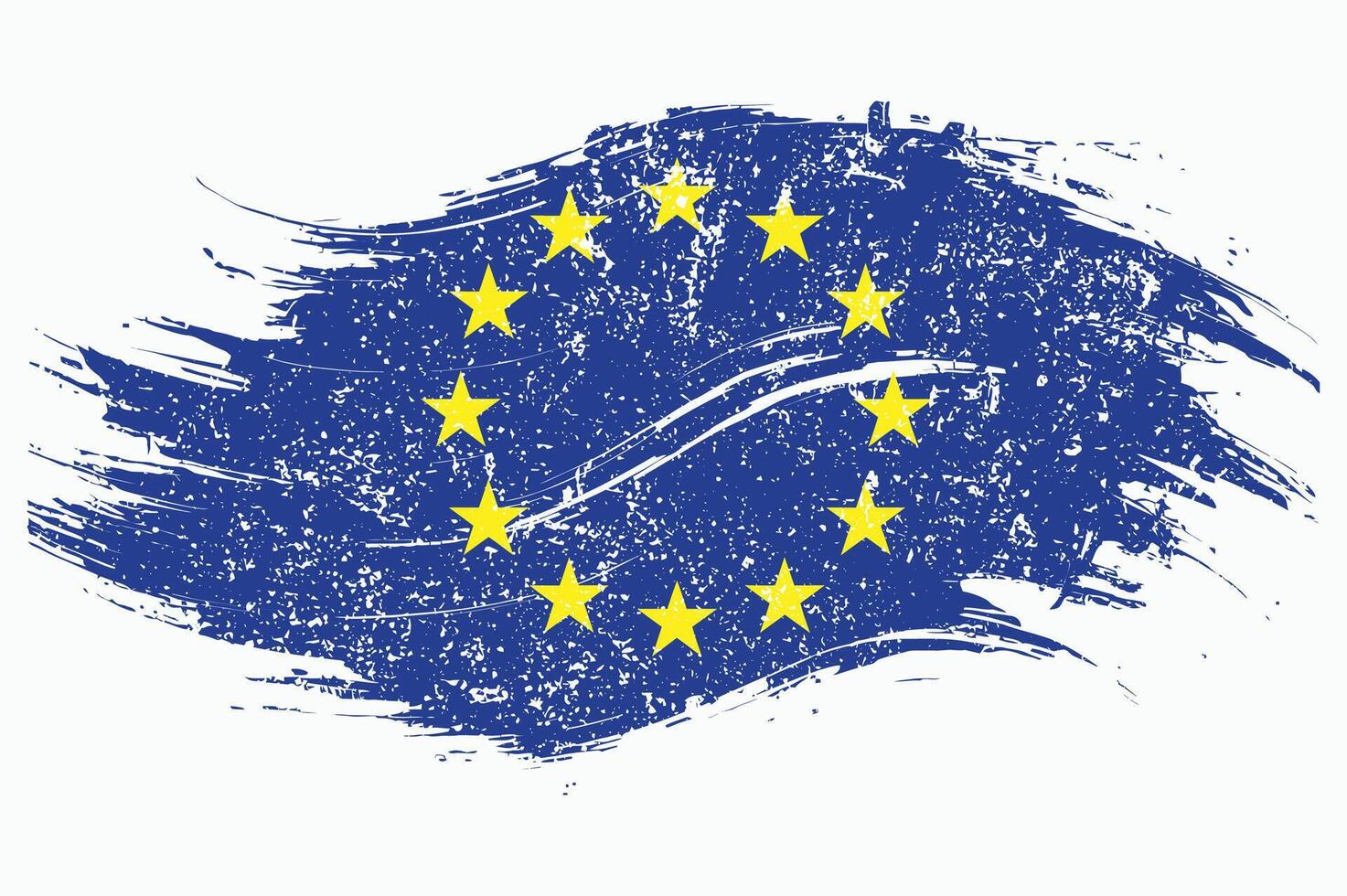 Wavy Grunge European Union Flag Illustration. Distressed EU Flag with Wave Brush Stroke vector