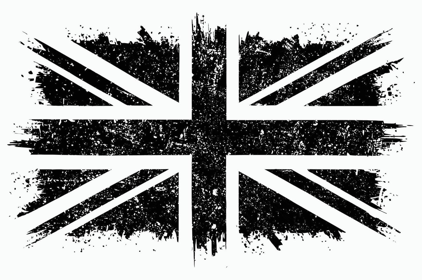 Black and White Grunge Union Jack Flag. Distressed UK Flag in Monochrome Grunge Style vector