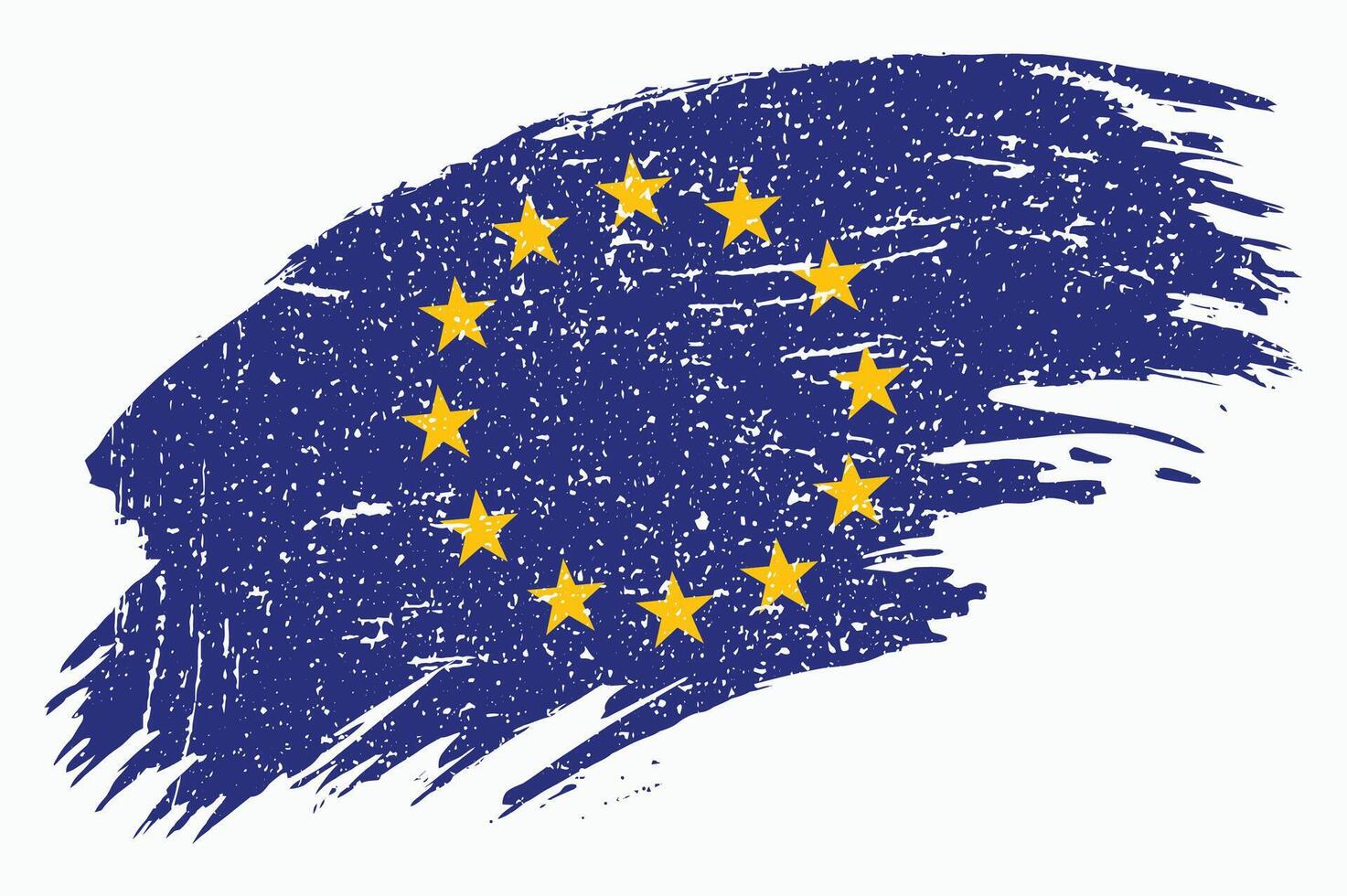 Curved Grunge European Union Flag Illustration. Distressed EU Flag with Brush Stroke Texture vector