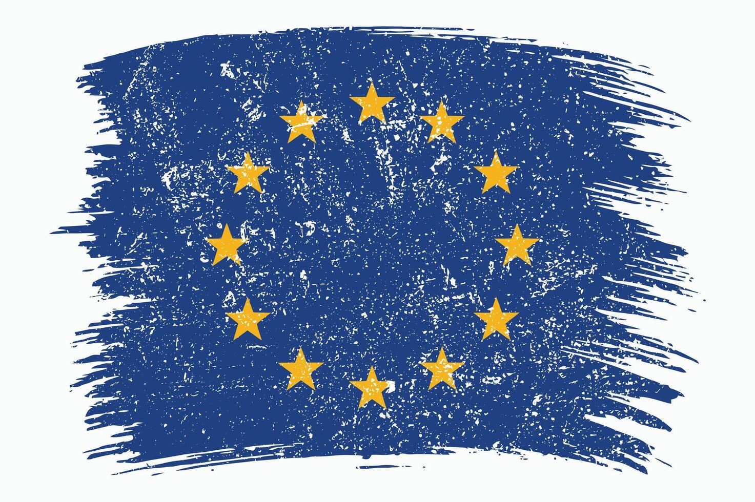 Grunge Style European Union Flag Illustration. Distressed EU Flag with Brush Texture vector