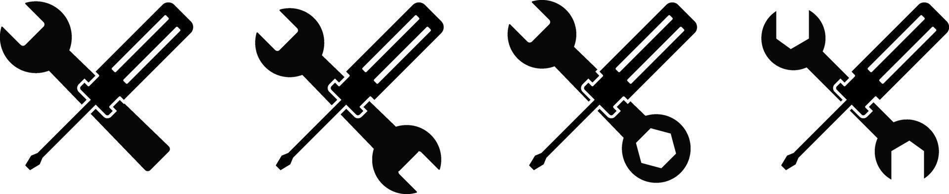wrench and Screwdriver icon set. hammer and screwdrivers symbol. Settings and repair symbols. service sign. Maintenance tools vector