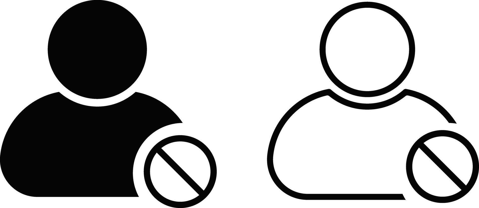 Block user icon set. account disabled. indicating a disabled profile or account. Users disconnect icons. Simple networking symbol vector
