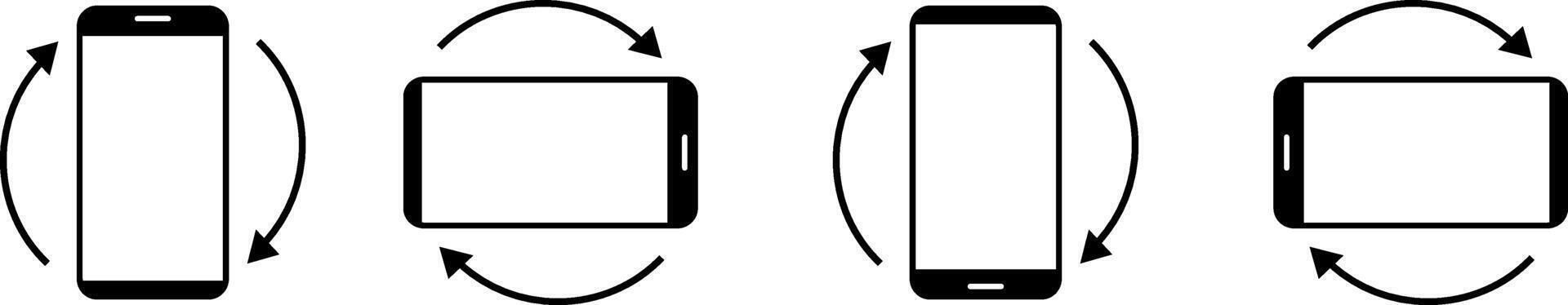 Rotate smartphone icon set. Rotation mobile phone icon. Device rotation symbol. Turn your device sign vector
