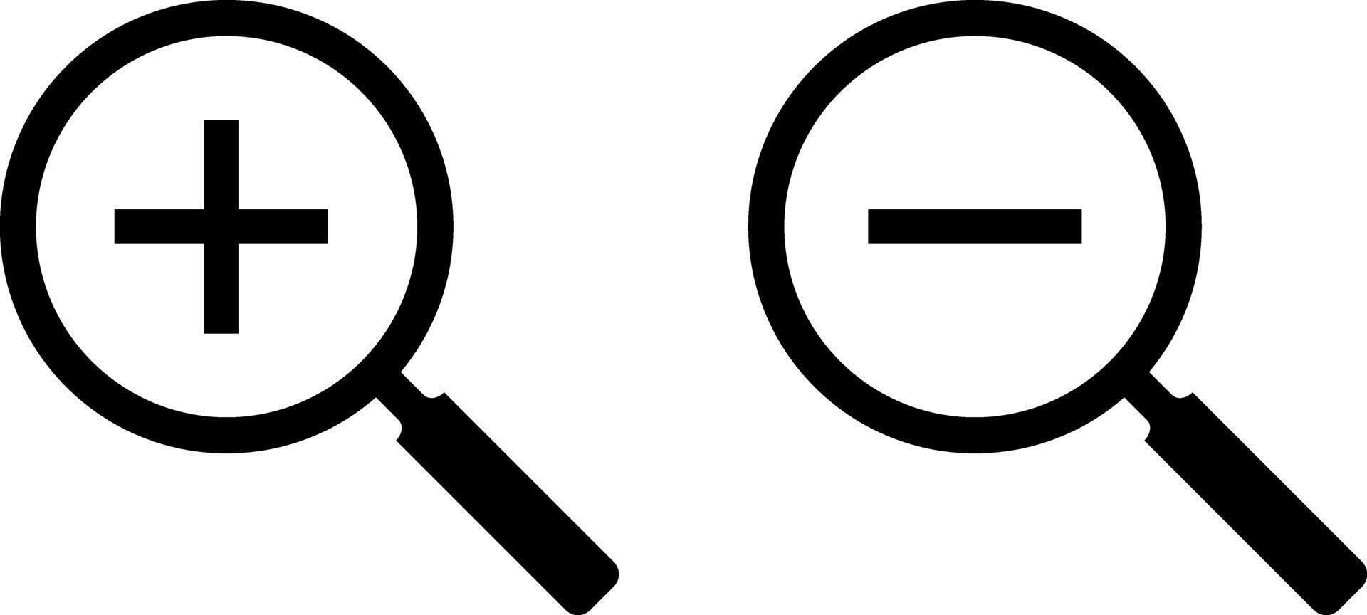 Zoom in zoom out icon set. Search and explore signs. plush mark symbol vector