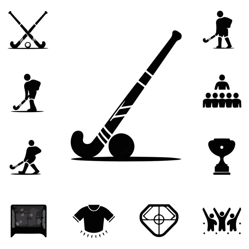 Field hockey icons set vector