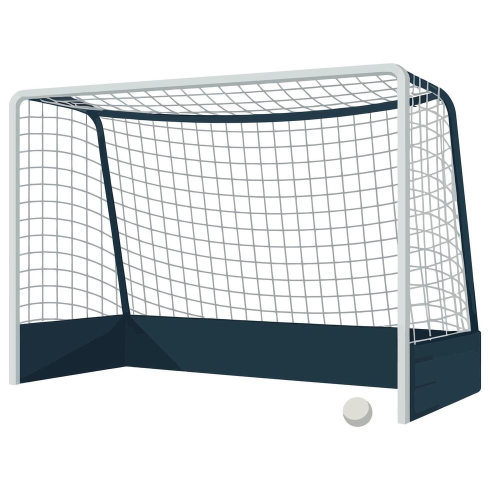 An illustration of a hockey goal with a ball vector