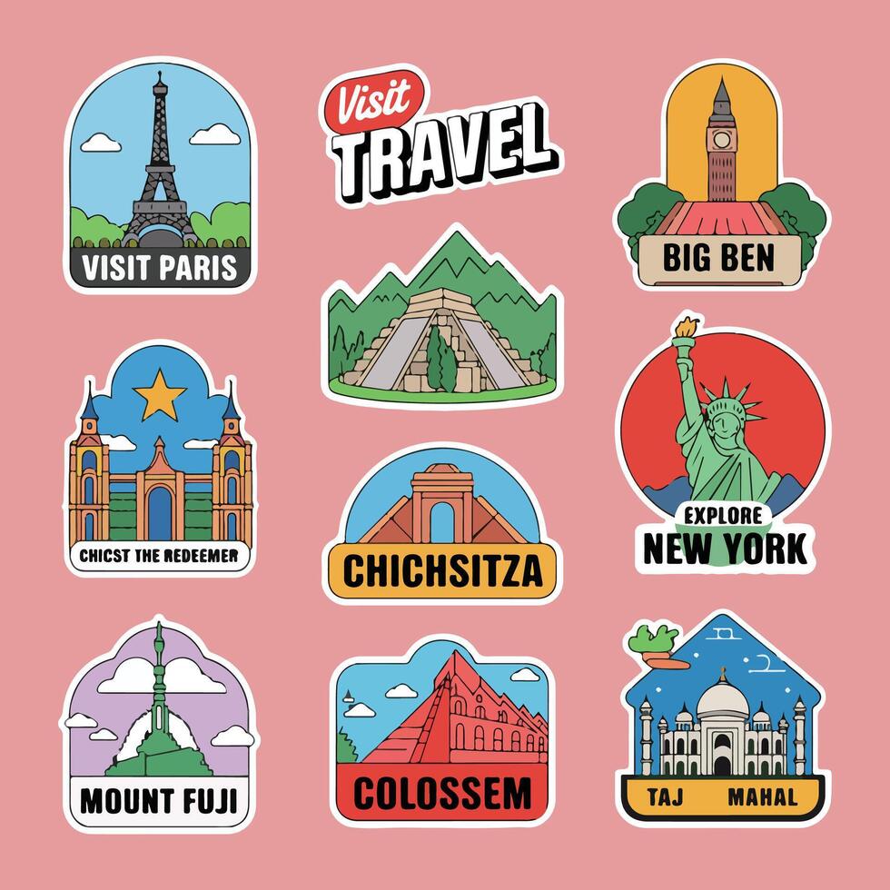 Travel stickers set - illustration vector