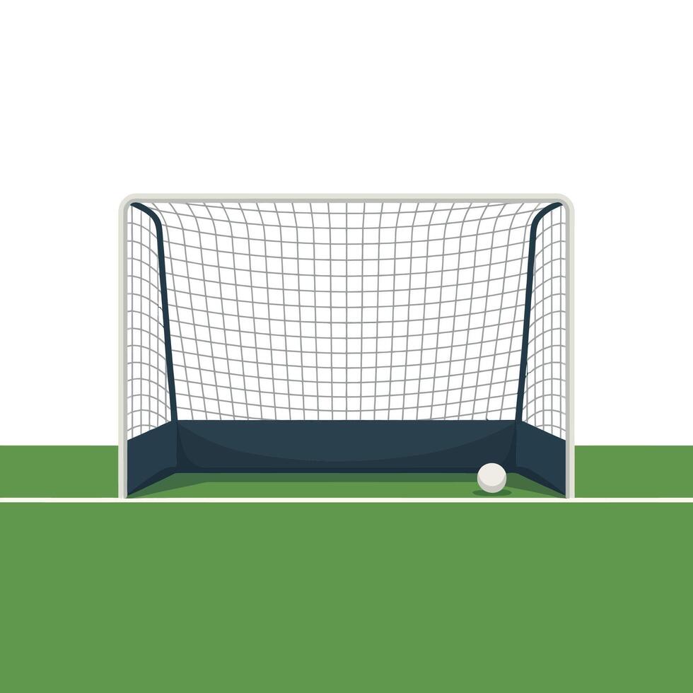 Goal net with ball on white background vector