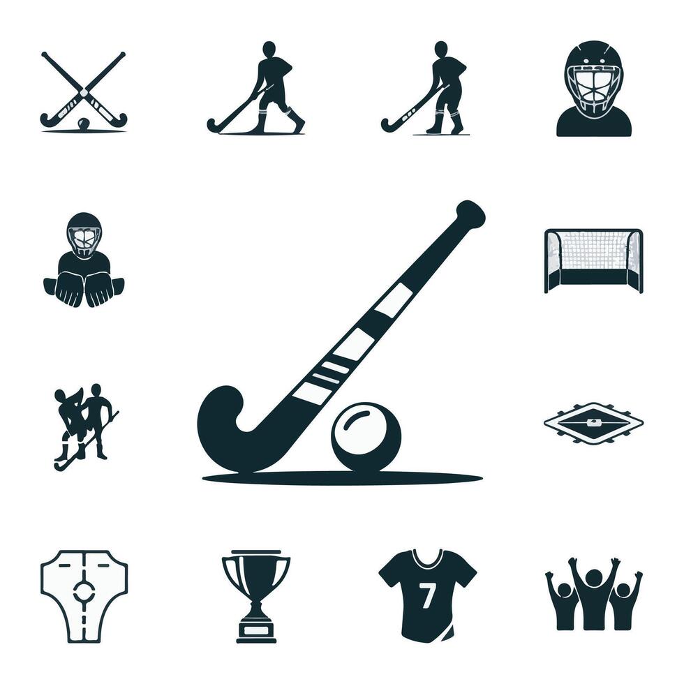Field hockey icons set illustration vector