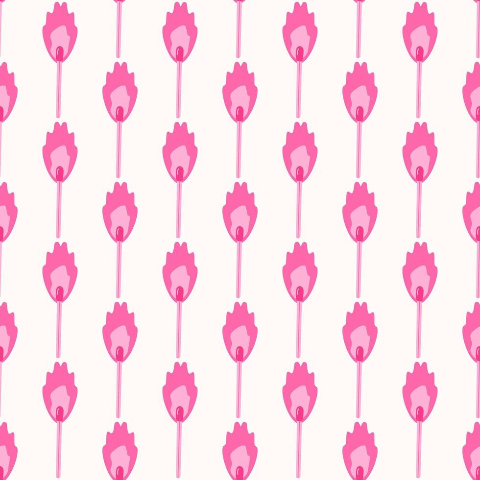 Pink matchstick seamless pattern. Cute, soft and romantic vibe. Simple charming pink print. Perfect for Valentine's Day or love themed projects. vector