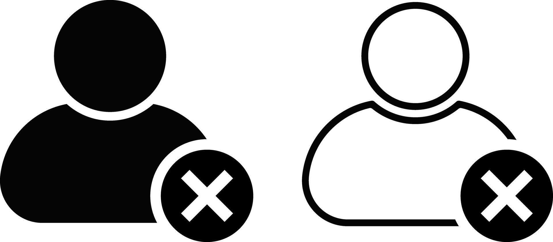 remove user signs. user icon set. delete profile. block user icon vector