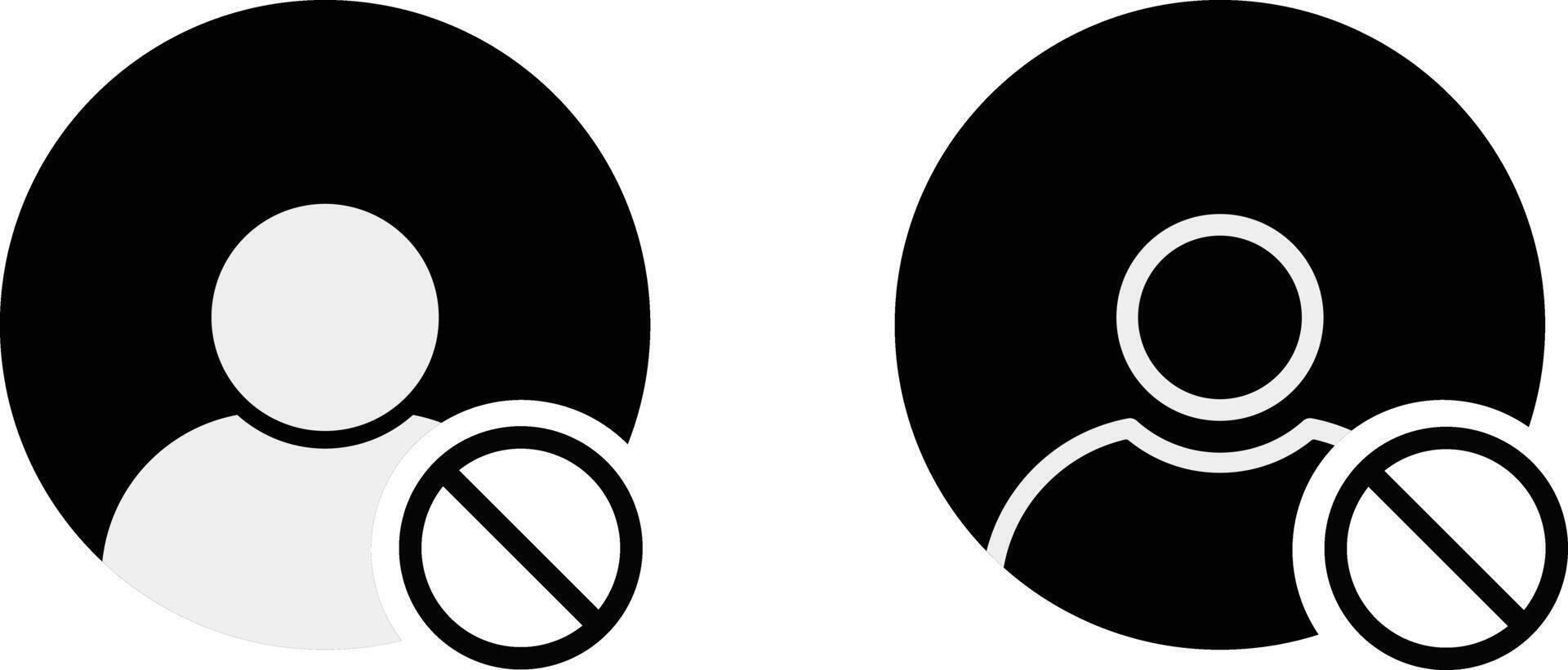 Set of block user icon. Minimalist avatar icons. account error blocked deleted profile. Account profile in prohibition symbols vector