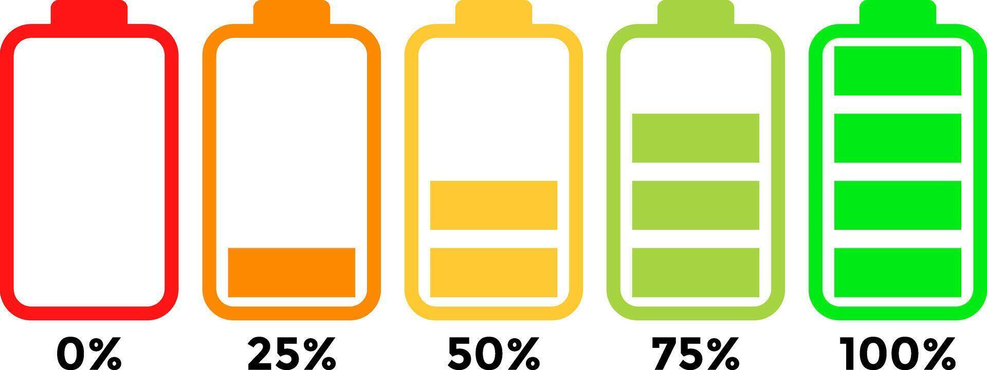 Battery GSM icon set. Technology concept. smartphone battery level icons collection. Battery charge sign vector